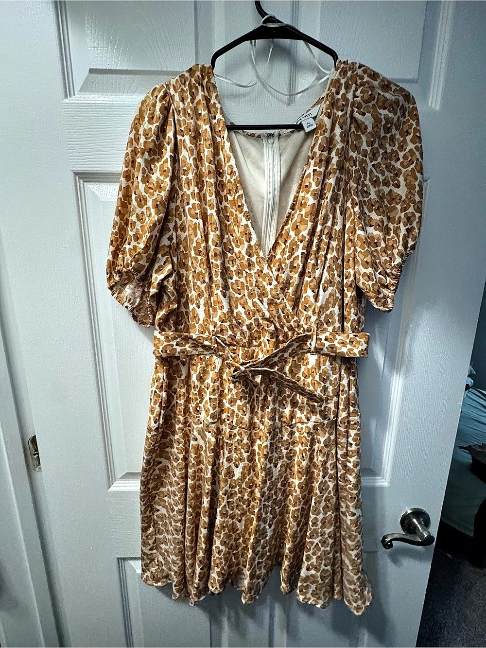 Nine West Floral Mini Dress in Brown & White Size XL Like New
